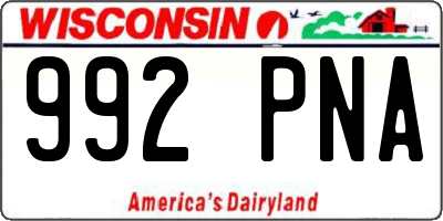 WI license plate 992PNA