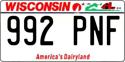 WI license plate 992PNF