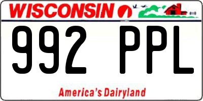WI license plate 992PPL