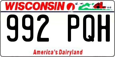 WI license plate 992PQH