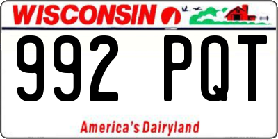WI license plate 992PQT