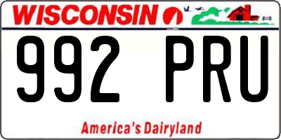 WI license plate 992PRU