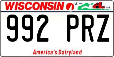WI license plate 992PRZ
