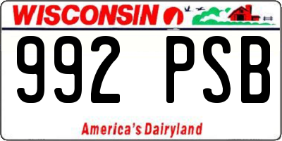 WI license plate 992PSB