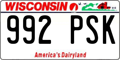 WI license plate 992PSK