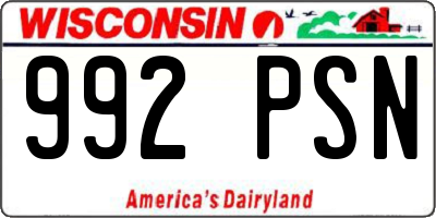 WI license plate 992PSN