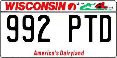 WI license plate 992PTD