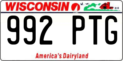 WI license plate 992PTG
