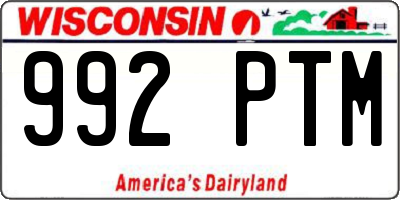 WI license plate 992PTM