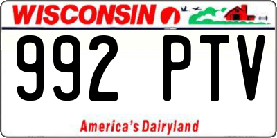 WI license plate 992PTV
