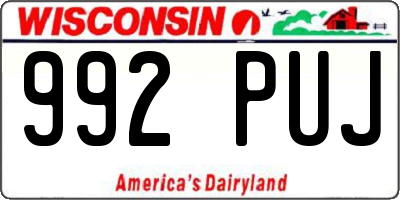 WI license plate 992PUJ