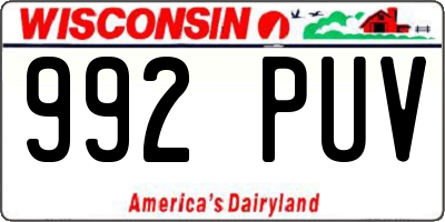 WI license plate 992PUV
