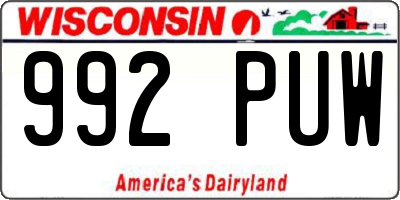 WI license plate 992PUW
