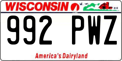WI license plate 992PWZ