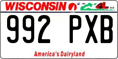 WI license plate 992PXB