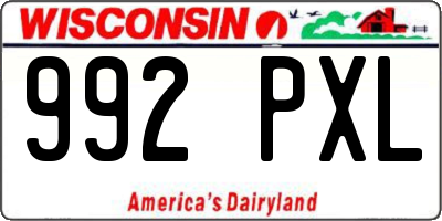 WI license plate 992PXL