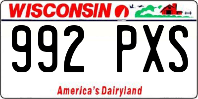 WI license plate 992PXS