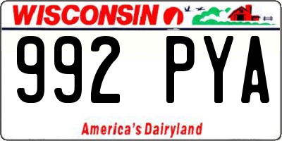 WI license plate 992PYA