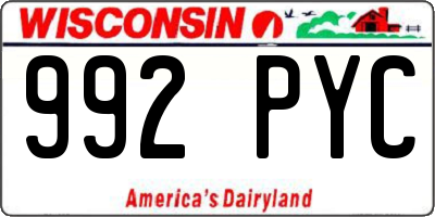 WI license plate 992PYC