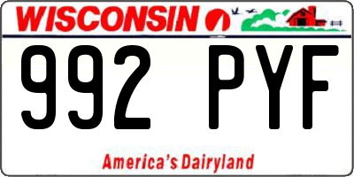 WI license plate 992PYF