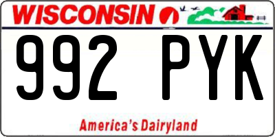 WI license plate 992PYK