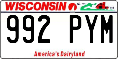 WI license plate 992PYM