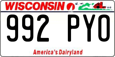 WI license plate 992PYO