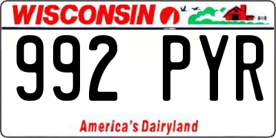 WI license plate 992PYR