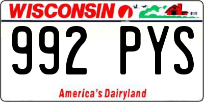 WI license plate 992PYS