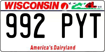 WI license plate 992PYT