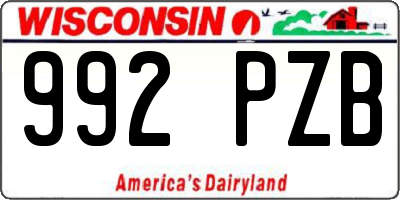 WI license plate 992PZB