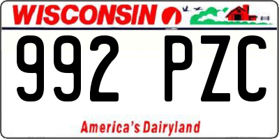 WI license plate 992PZC