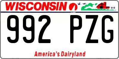 WI license plate 992PZG