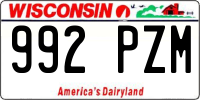 WI license plate 992PZM