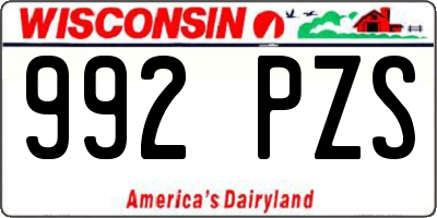 WI license plate 992PZS