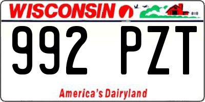 WI license plate 992PZT