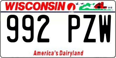 WI license plate 992PZW