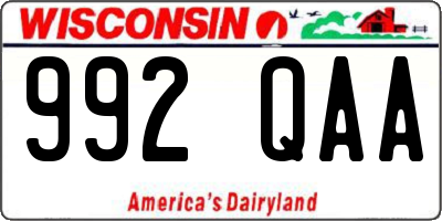 WI license plate 992QAA
