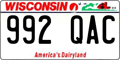 WI license plate 992QAC