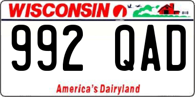WI license plate 992QAD