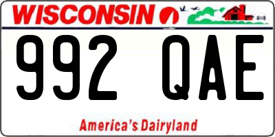 WI license plate 992QAE