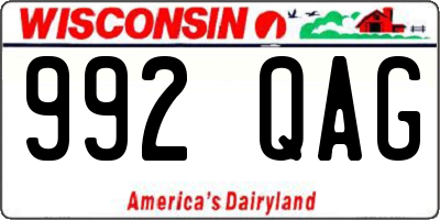 WI license plate 992QAG