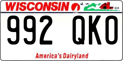 WI license plate 992QKO