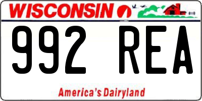 WI license plate 992REA