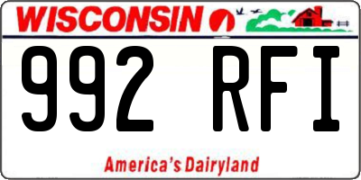 WI license plate 992RFI