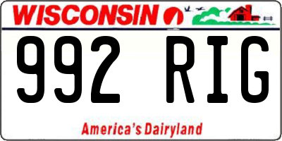 WI license plate 992RIG