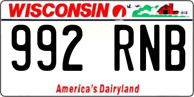 WI license plate 992RNB