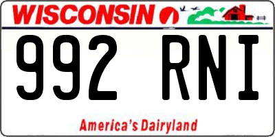 WI license plate 992RNI