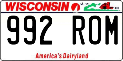 WI license plate 992ROM
