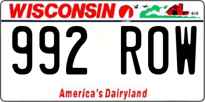 WI license plate 992ROW